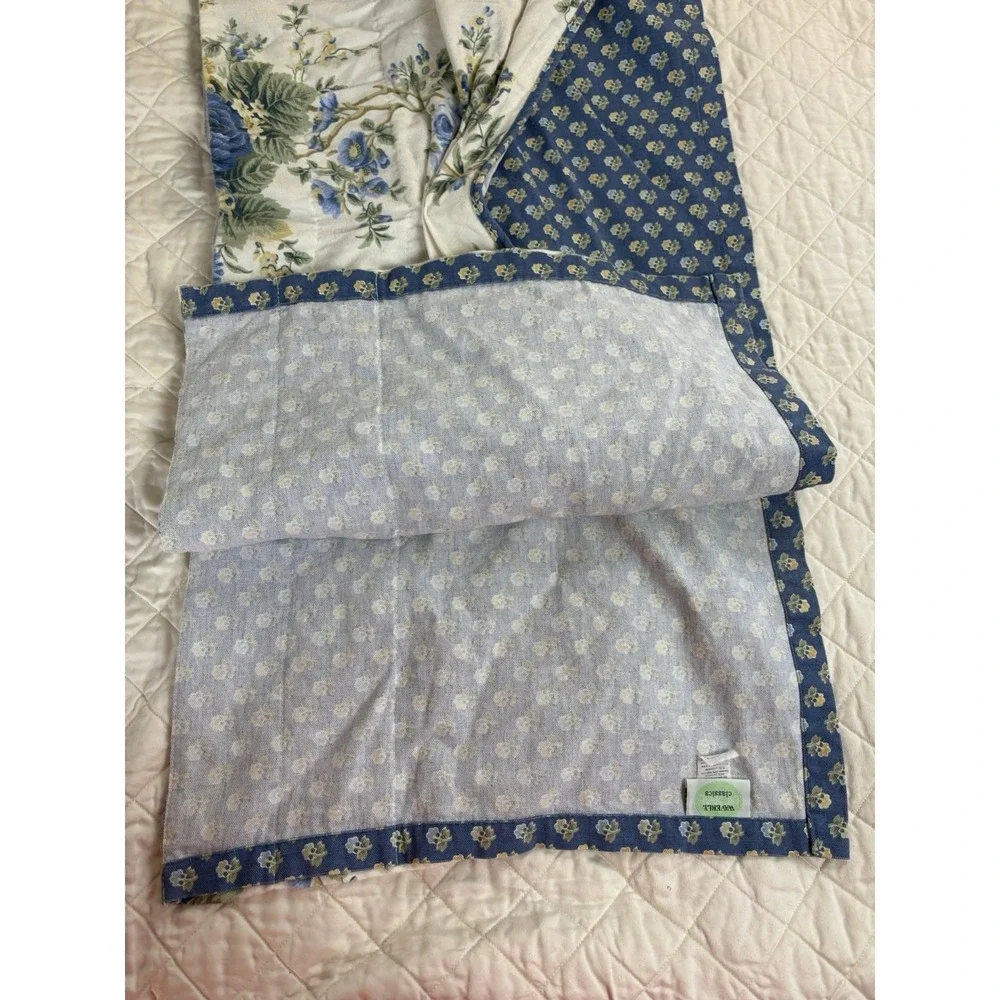 Waverly Valance Coventry Hill Chambray Blue Floral Swag Double Layer (1) Valance